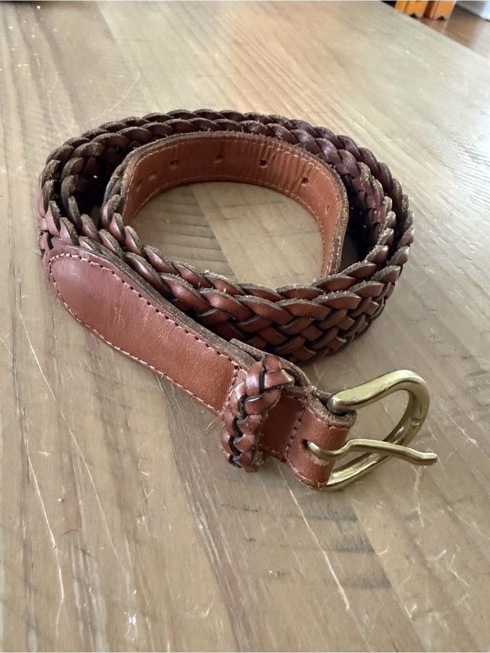 Braided Leather Men’s Belt in Brown M/L